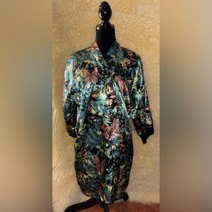 Frederick's of Hollywood Women's Satin Short Kimono Robe – Lace Trim – Vintage